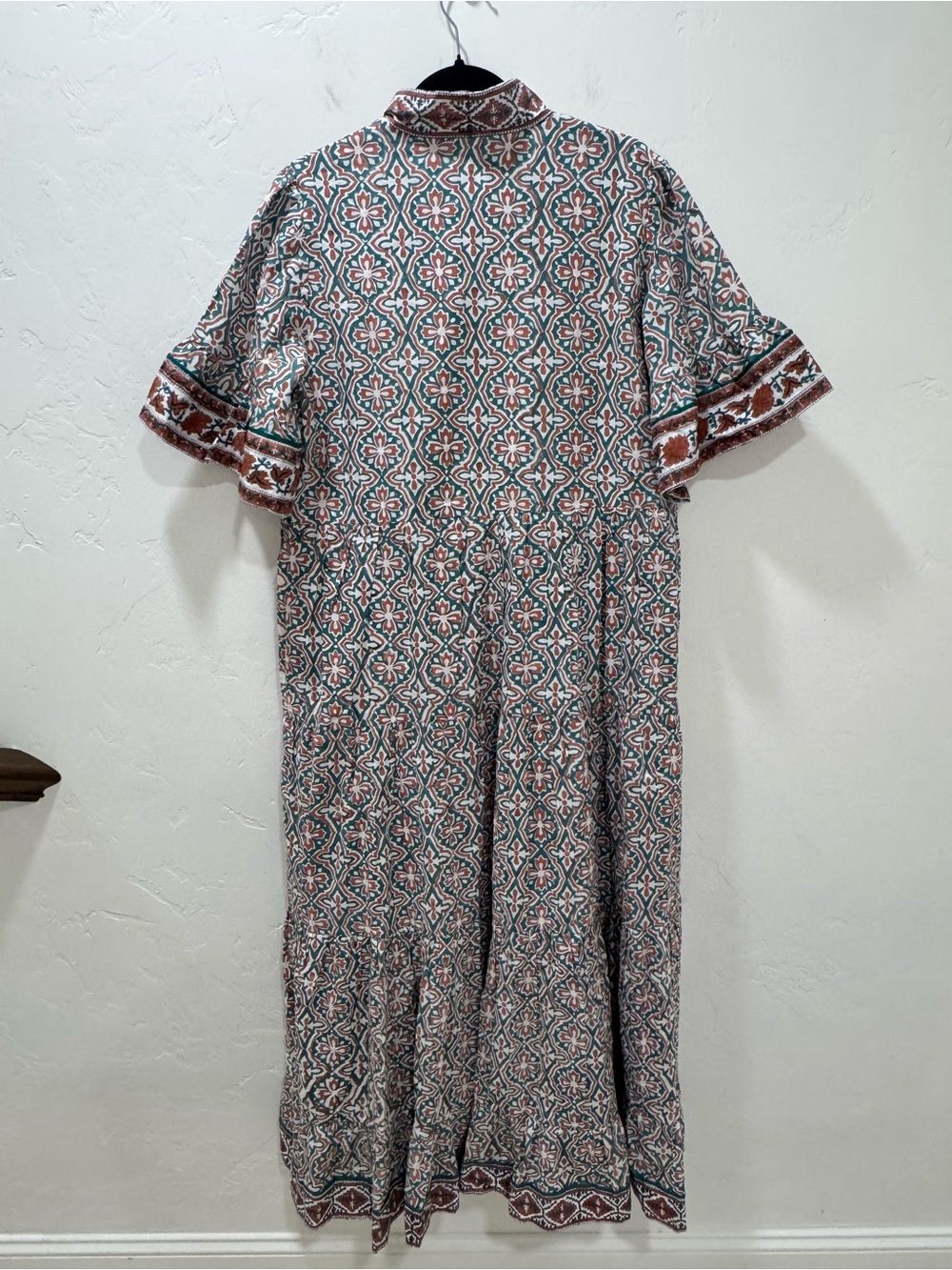 NWT Anthropologie Sue Sartor Tiered Flouncy Kaftan Maxi Shirt Dress Women Medium - Picture 10 of 15